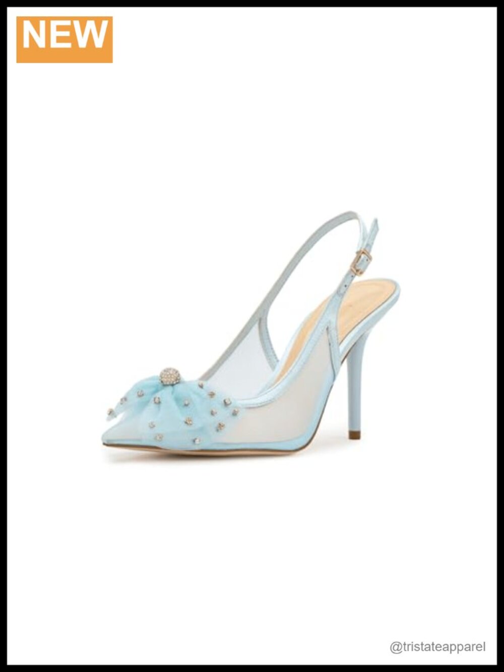 Tulle Bow Embellished Slingback Pump with Crystal Details